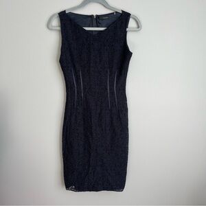 Tahari Navy Blue Lace Midi Dress